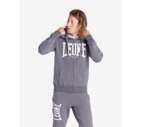 Sweatshirt à capuche Leone 1947 Basic Big Logo Full Zip gris clair blanc - M