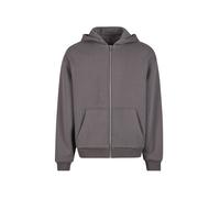 Build Your Brand Sweat à Capuche Fluffy Zip pour Homme avec Fermeture éclair sur Toute la Longueur, Coupe Droite, Gris foncé, M