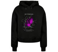 Sweatshirt Ã capuche oversize femme Merchcode Butterflies Organic Noir XS