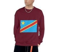 Sweatshirt À Capuche République démocratique du Congo Drapeau Amusant Imprimé pour Hommes Cordon Pull À Capuche Sweatshirts Adultes Hommes Col Rond Hoodie Sweat du S Au 4XL pour Usage Quotidien