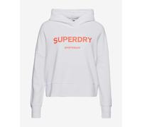 Sweatshirt à capuche Superdry Core Sport Crop blanc orange femme - L