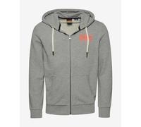 Sweatshirt à capuche Superdry Logo Vintage Neon Full Zip gris orange - S