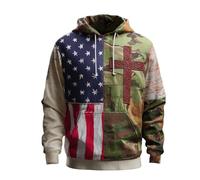 Sweatshirt à capuche vierge pour homme, style décontracté, drapeau américain, adoration de Dieu, sweatshirt à manches longues, style rétro, amour du Christ, t-shirt vêtements, bleu marine, M