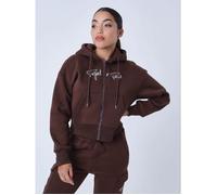 Sweatshirt à capuche zippé femme Project X Paris - marron - XS L