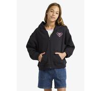 Sweatshirt à capuche zippé fille Roxy Midnight Hike Brushed Noir 14 ans