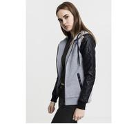 Sweatshirt à capuche zippé - Urban Classic - Diamond - Manches en cuir synthétique - Noir - Femme S