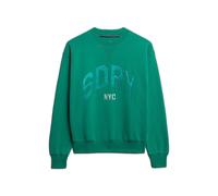 Superdry Varsity Satin Applique Crew Sweatshirt Vert M Femme