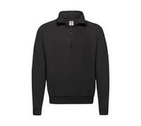 Fruit of the Loom – Sweat-shirt Zip Neck – Col chemise classique, manches longues – Noir Large