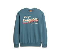 Superdry Travel Postcard Graphic Sweatshirt Bleu S Homme