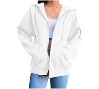Sweatshirt avec Capuche Femme Zippé Oversized Sweat Manches Longues avec Poches Hoodies Sweat-Shirt en Polaire pour Sport Fitness Outdoor pour Automne et Hiver Pulls, Gilets et Sweats Femmes Pas Cher