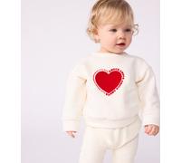 Sweatshirt bébé en coton motif caur Petit Bateau - écru - Taille 18 mois 18M blanc cassé