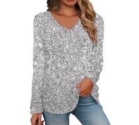 Sweatshirt Brillantes Femmes Casual Haut À Brillantes À Sequins Tee-Shirt Chemise Top Manches Longues Oversize Costume Brillante Performance Party Cocktail Clubwear