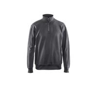 Blakläder 336911589800XXL Sweat col Camionneur Taille avec demi-Zip Gris Foncé, XXL