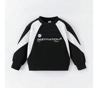 Sweatshirt col rond décontracté pour jeunes garçons avec impression de lettre et bloc de couleur, convenant à l'automne/hiver 6Y,7Y,4Y,5YSloganPolyester