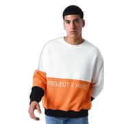 Sweatshirt col rond en maille Project X Paris Colorblock Orange M