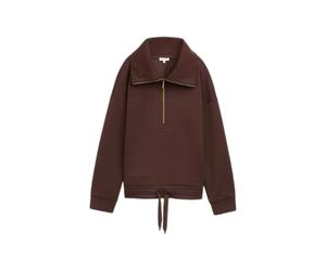Sweatshirt col zippÃ© scuba femme Tom Tailor Marron XL