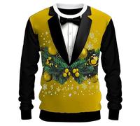 Sweatshirt de Noël à manches longues pour homme avec fermeture éclair et col rond amusant, citronier, XL