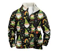Sweatshirt de Noël pour homme avec fermeture éclair et motif Père Noël amusant à manches longues, Vert menthe, M