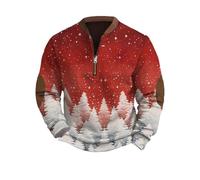Sweatshirt de Noël pour homme avec fermeture éclair et motif renne amusant à manches longues, rouge, 5X-Large