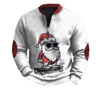 Sweatshirt de Noël pour homme Sweatshirts à fermeture éclair Pull de Noël amusant Père Noël Chemise de Noël amusante Grande taille Pulls de Noël Manches longues T-shirts de Noël Vintage Pull de sport