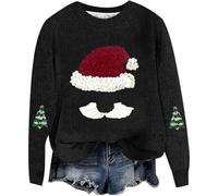Sweatshirt De Noël Sweat pour Femme Robe Noel Merry Lettres Pull Ugly Père Aesthetic Top Christmas Jumper Chemise Famille Renne Bonhomme Neige