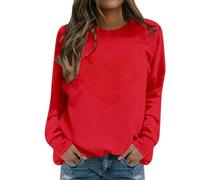 Sweatshirt de Saint-Valentin pour femme Amour Cœur Chemises Adolescentes Filles Vintage Pull sans capuche Aesthetic Hoodie Pull Y2K Streetwear Automne Hiver Haut à manches longues Pull pour femme, O