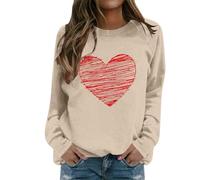 Sweatshirt de Saint-Valentin pour femme Amour Cœur Chemises Adolescentes Filles Vintage Pull sans capuche Aesthetic Hoodie Pull Y2K Streetwear Automne Hiver Haut à manches longues Pull pour femme, O