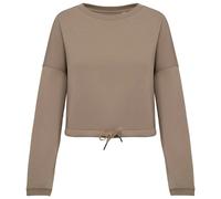 Sweatshirt écoresponsable à col rond oversize crop femme Native Spirit Beige XL