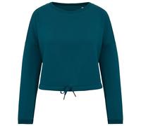 Sweatshirt écoresponsable à col rond oversize crop femme Native Spirit Vert L