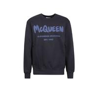 Sweatshirt En Coton Bleu Avec Logo Alexander Mcqueen Pour Homme