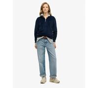 Superdry Sweatshirt en velours à col zippé femme Bleu L