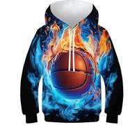 Sweatshirt Enfant Basket-Ball - Hoodie avec Détails 3D, Style Unique pour Garçons Et Filles, Pull À Capuche Pratique Et Moderne