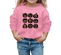 Sweatshirt Enfant Fille Imprimé Citrouille Halloween Pull Mignon Large Sweat À Manches Longues Motif Graphique Crop Vêtements Enfants Confortable Loisirs École Quotidien,11-12 Ans