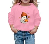 Sweatshirt Enfant Fille Imprimé Fantôme Halloween Sweater Kawaii Oversize Sweat À Manches Longues avec Et Col Rond Crop Vêtements Extérieur Automne Extérieur Sport École,7-8 Ans