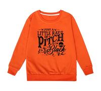 Sweatshirt Enfant Fille Imprimé Fantôme Halloween Sweater Kawaii Oversize Sweat À Manches Longues avec Lettres Imprimées Crop Vêtements Enfants Mode Extérieur Sport École,1-2ans