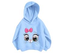 Sweatshirt Enfant Fille Poncho Plaid Oversize en Polaire Mignon Imprimé Cartoon Tie-Dye Pulls Col Rond Sweater Gym Jogging Running Course Survêtement pour Enfants 2-7 Ans