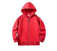 Sweatshirt Enfant Fille Sweat Capuche Zippé Sport Basics Rayures Col Rond Enfants Pull Polaire avec Fermeture Clair Vêtement Hiver Chaud Veste Fourrée Blouson Doublé pour 5-12 Ans