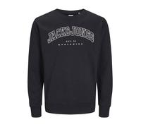 JACK & JONES Jjecaleb Varsity Sweat Crew Neck Sn Jnr Garçon Maillot de survêtement, Black/Fit:loose, 164