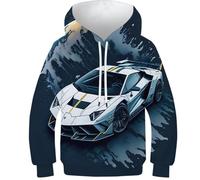 Sweatshirt Enfant Voiture de Sport - Hoodie avec Impression 3D Unique, Parfait pour Les Activités Scolaires Et Les Sorties, pour Garçons Et Filles