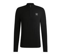BOSS Pull d’équitation style camionneur avec patch logoté - Style ROUVEN HALF ZIP JUMPER, B6M1007 Noir XL