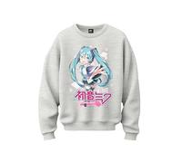 Sweatshirt Femme Anime Hatsune Miku - Coupe Confortable, Impression Haute Définition française, Écoresponsable, Taille S, Gris Chiné Clair