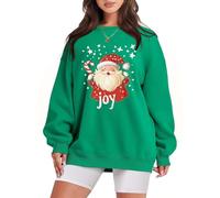 Sweatshirt Femme Christmas Sweatshirts Novelty Funny Santa Xmas Tree Graphic Pullover Tops Loose Casual(Green, XXL)