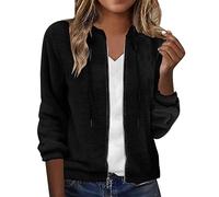 Sweatshirt Femme Colording Pyjama Pilou Chaud Manteau épais pour femme, couleur unie, chaud, hiver, doublure polaire, sweat à capuche, manteau de neige, Plaid Avec Capuche Veste Polaire (Black, L)