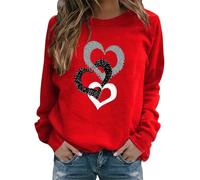 Sweatshirt Femme Coton, pour La Saint-Valentin Sweatshirt, Imprimé Amour Costume Fête, sans Capuche Manches Longues Haut, Col Rond Chic Streetwear, pour Femmes 2024 T-Shirt