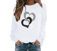Sweatshirt Femme Coton, pour La Saint-Valentin Sweatshirt, Imprimé Amour Costume Fête, sans Capuche Manches Longues Haut, Col Rond Chic Streetwear, pour Femmes 2024 T-Shirt