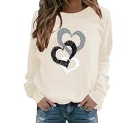 Sweatshirt Femme Coton, pour La Saint-Valentin Sweatshirt, Imprimé Amour Costume Fête, sans Capuche Manches Longues Haut, Col Rond Chic Streetwear, pour Femmes 2024 T-Shirt