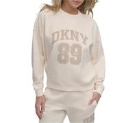 Sweatshirt femme Dkny Distressed Rhinestone Logo Beige M