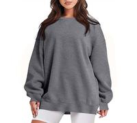 Sweatshirt Femme Grande Taille Couleur Unie Sweat-Shirt Femme Oversize Col Rond Pull Automne et Hiver Manches Longues Sweat Femme Casual Lâche Pullover Baggy Décontracté Léger Clearance Soldes