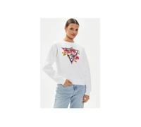 Sweatshirt Femme GUESS CN Roses Triangle Blanc S S