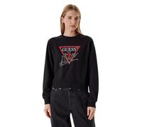 GUESS Sweat-shirt pour femme, design logo triangulaire avec strass, noir, Noir , L